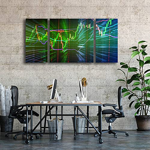 3 Panels Stock Market Canvas Wall Art - Modern Framed Prints
