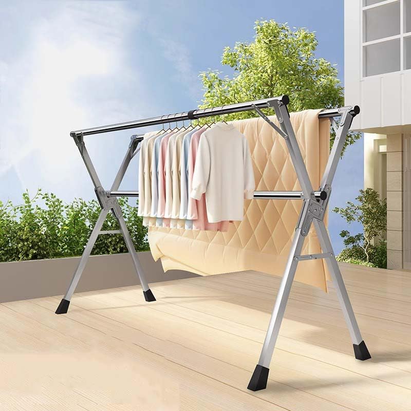 Étendoir à linge robuste en acier inoxydable pliable de 200 cm