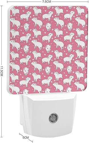 Miniatura 2 de Pink Mini Pigs Plug Into Wall Night Lights Sensor LED Nightlight Automatic White Night Light