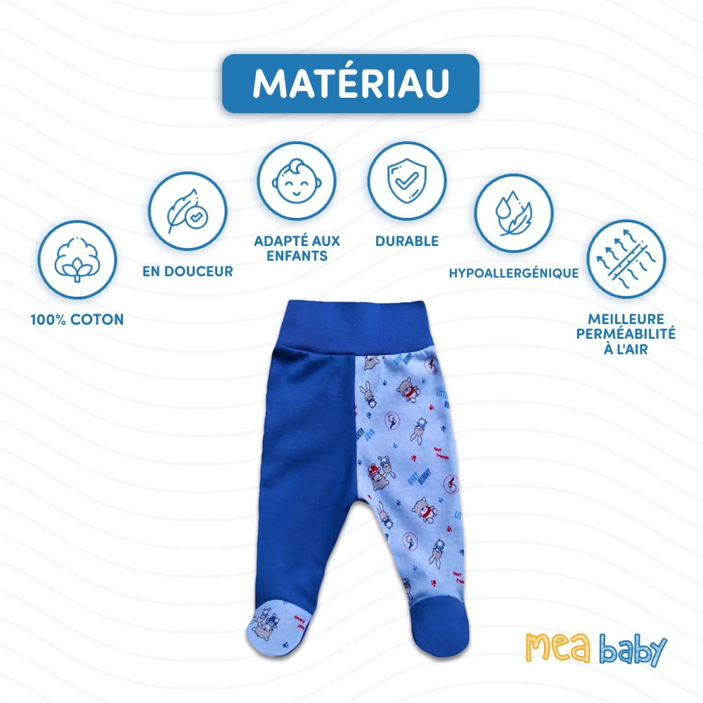 MEA BABY Pantalon bébé Unisexe avec Pieds, Lot de 5, pour Filles et garçons (Parent)