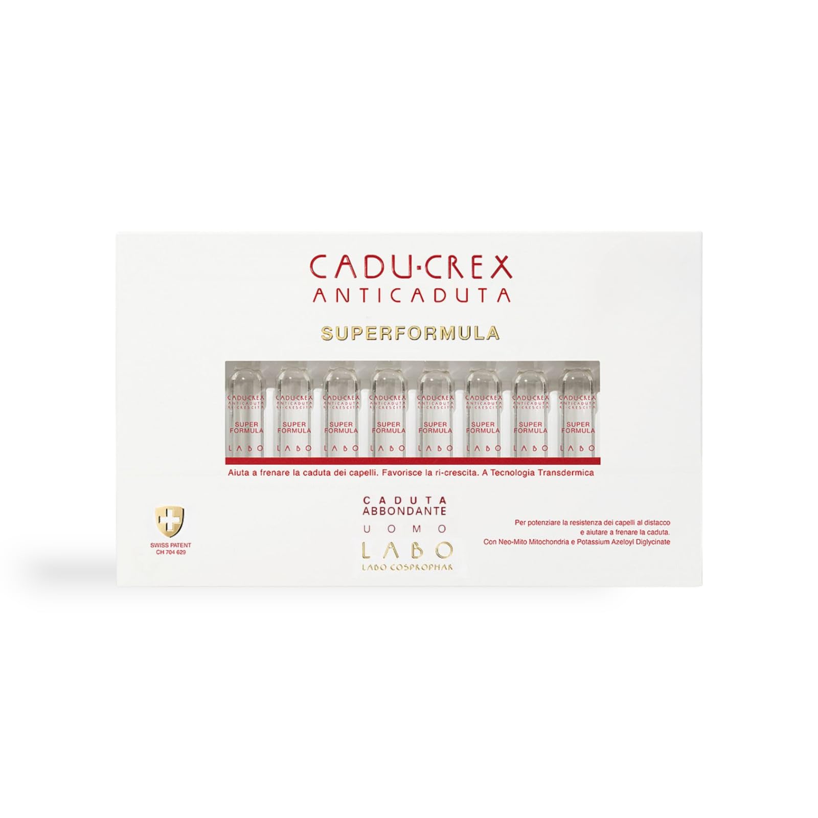Cadu-Crex Superformula Trattamento Anticaduta Capelli ABBONDANTE Uomo 40 Fiale