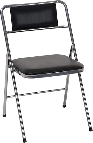 COSCO Stylaire - Silla plegable acolchada de vinilo, paquete de 4, color plateado