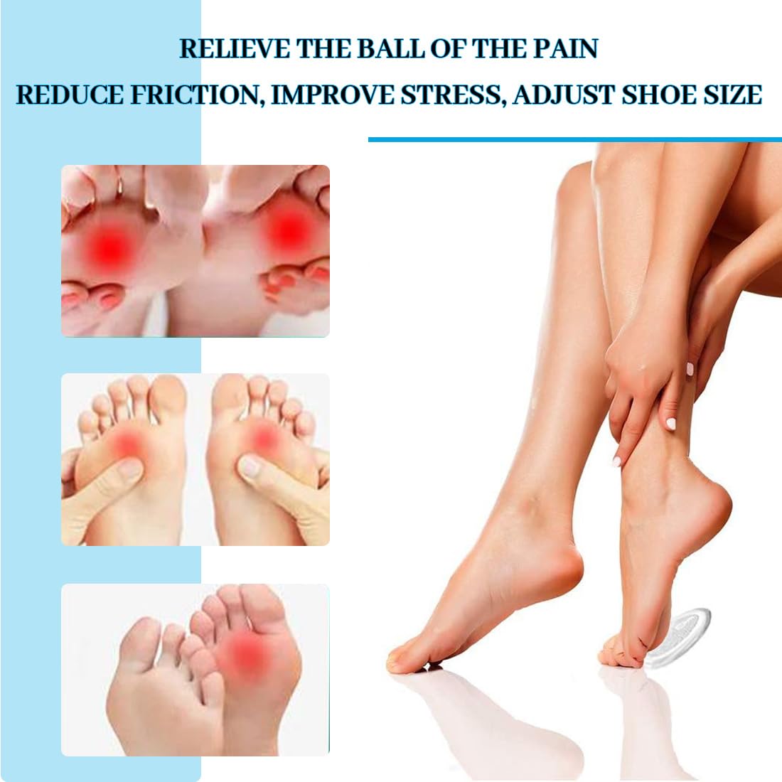 3 Paia Cuscinetti per Avampiede, Gel Metatarsal Pads per Metatarsalgia, Soletta Auto-adesiva,Antiscivoloc per Tacchi alti per Tacchi alti Sollievo per Dolori Nell'avampiede(Trasparente)