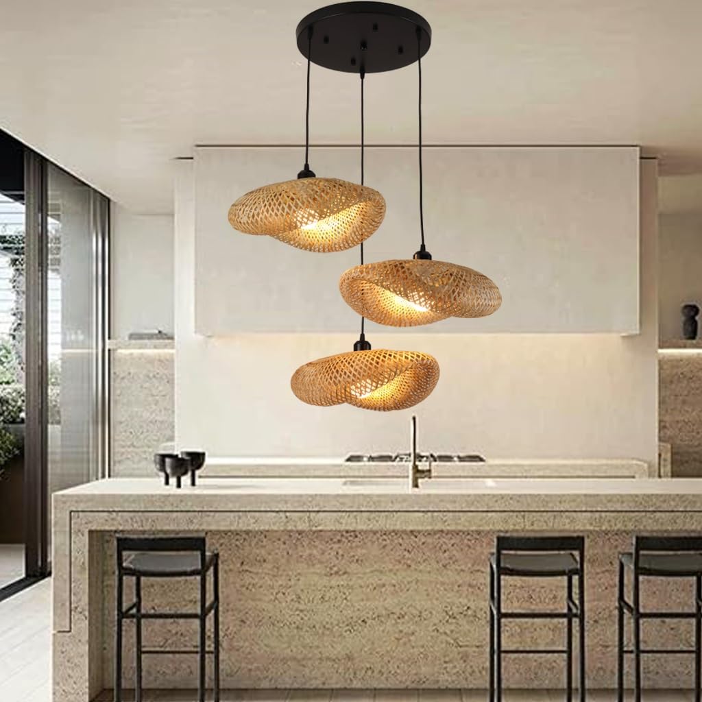 E27 Contemporary Natural Bamboo Ceiling Hanging Pendant Lights Handmade Bamboo Chandeliers Light - View #7