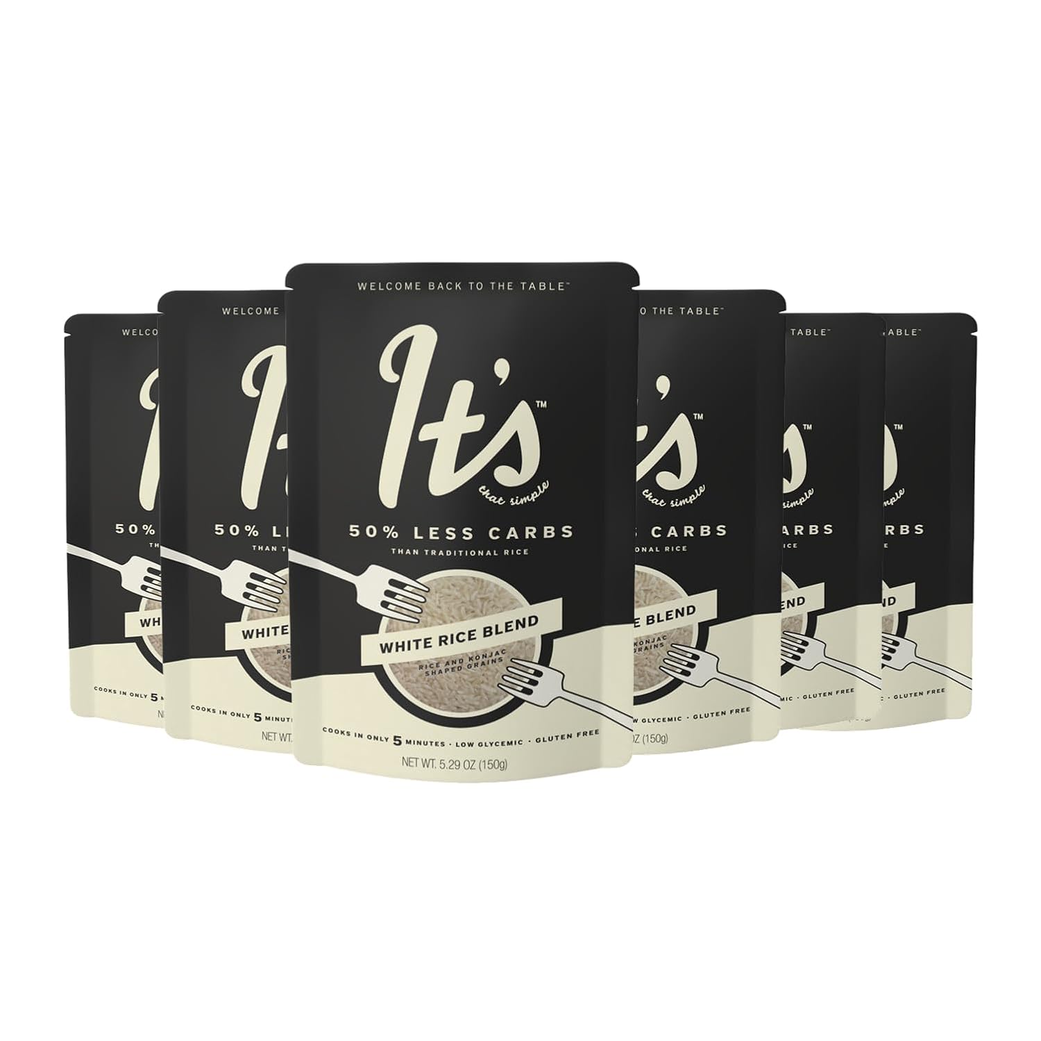 It’s That Simple White Rice Blend from It's Skinny, 50% Less Carbs, Certified Gluten-Free, Non-GMO & Vegan, Cooks in 5 Minutes – 5.29 oz (Pack of 6)