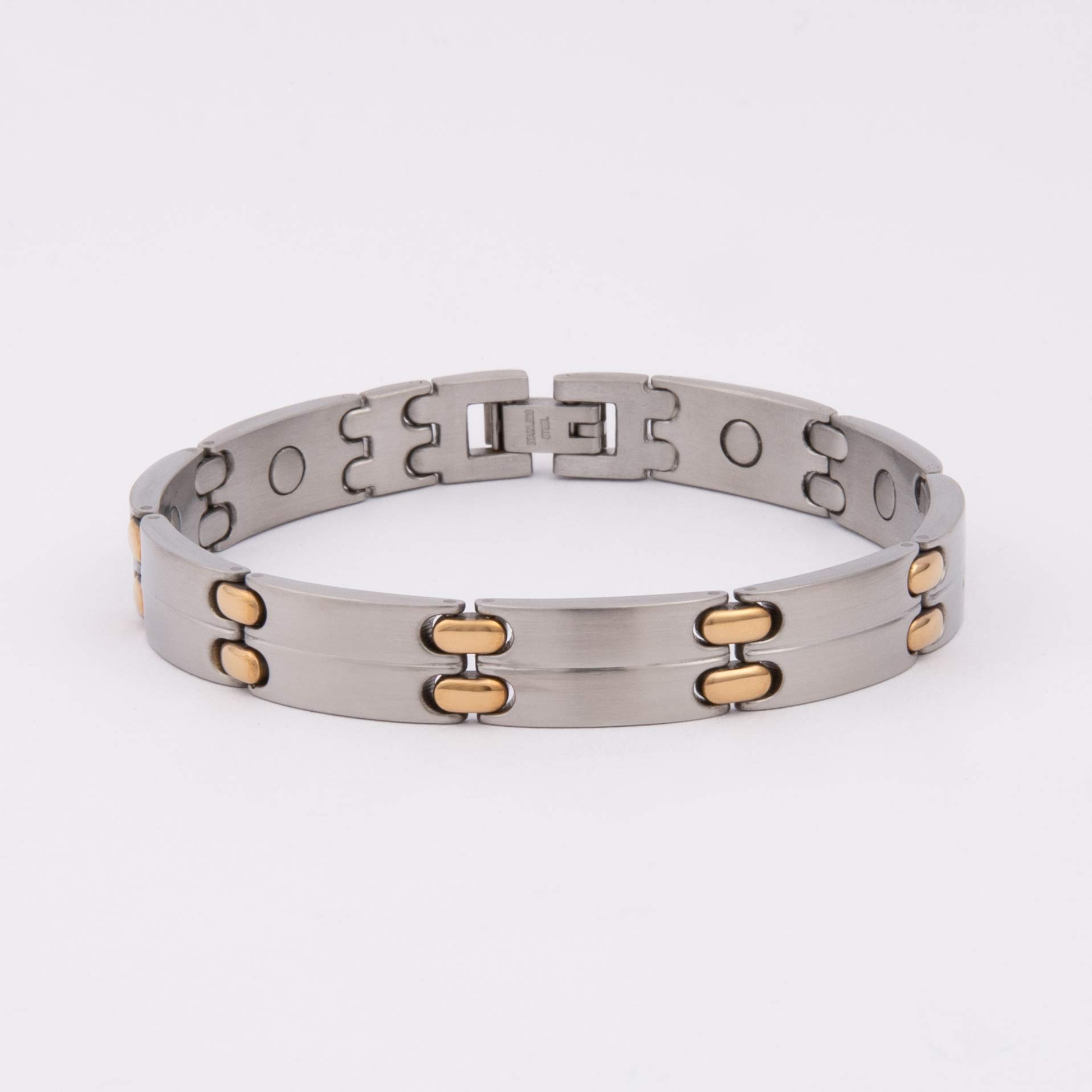 Sabona Pulsera Magnética, Alivio De Artritis/estrés – Pulseras Para Hombres Y Mujeres – Executive Symmetry Silver Duet (M