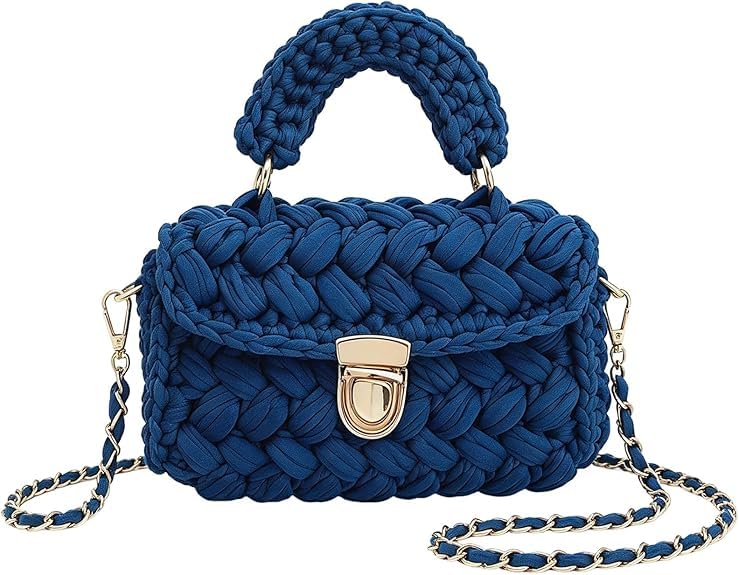 Bolso clásico de ganchillo hecho a mano, bolso de mano/bandolera de punto de lujo, estilo bohemio, duradero, hecho a mano.