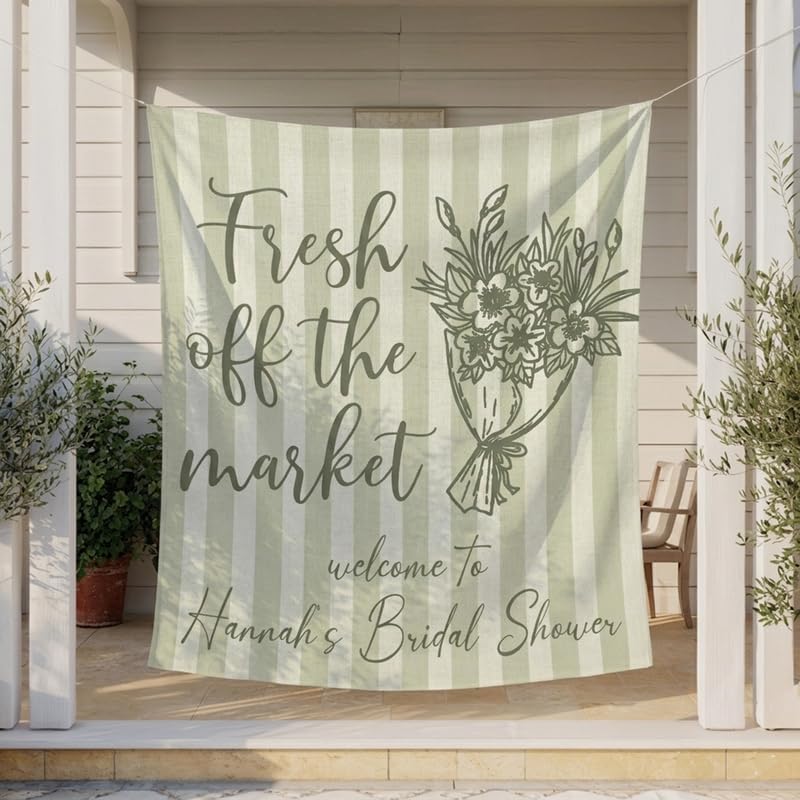 Personalized Fresh Off the Market Banner Fresh Off the Market Bridal Shower Backdrop Soft Floral Market Bridal Shower Decor Shes Off the Market Tapestry Garden Party Decoration