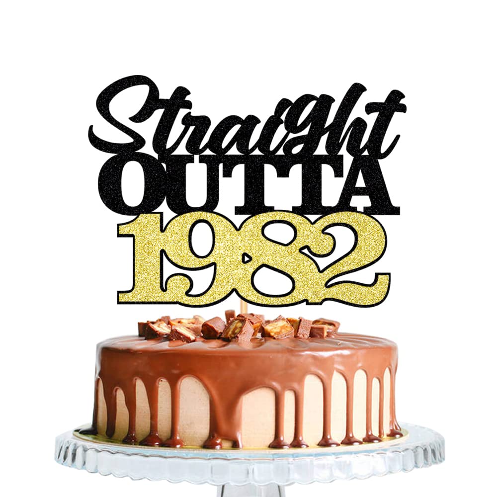 Straight Outta 1982 Cake Topper-Happy 40th Birthday-40 Wedding Anniversary Party Supplies (1982)