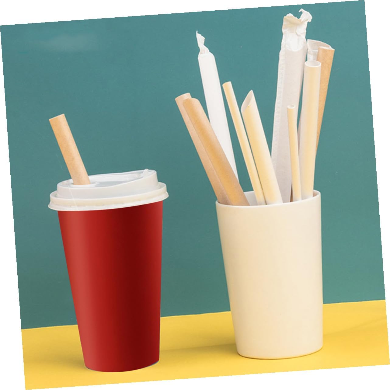 Disposable Paper Straws 100pcs Pulp Milk Tea Beverage Straws 12x200mm for Store and Party Use