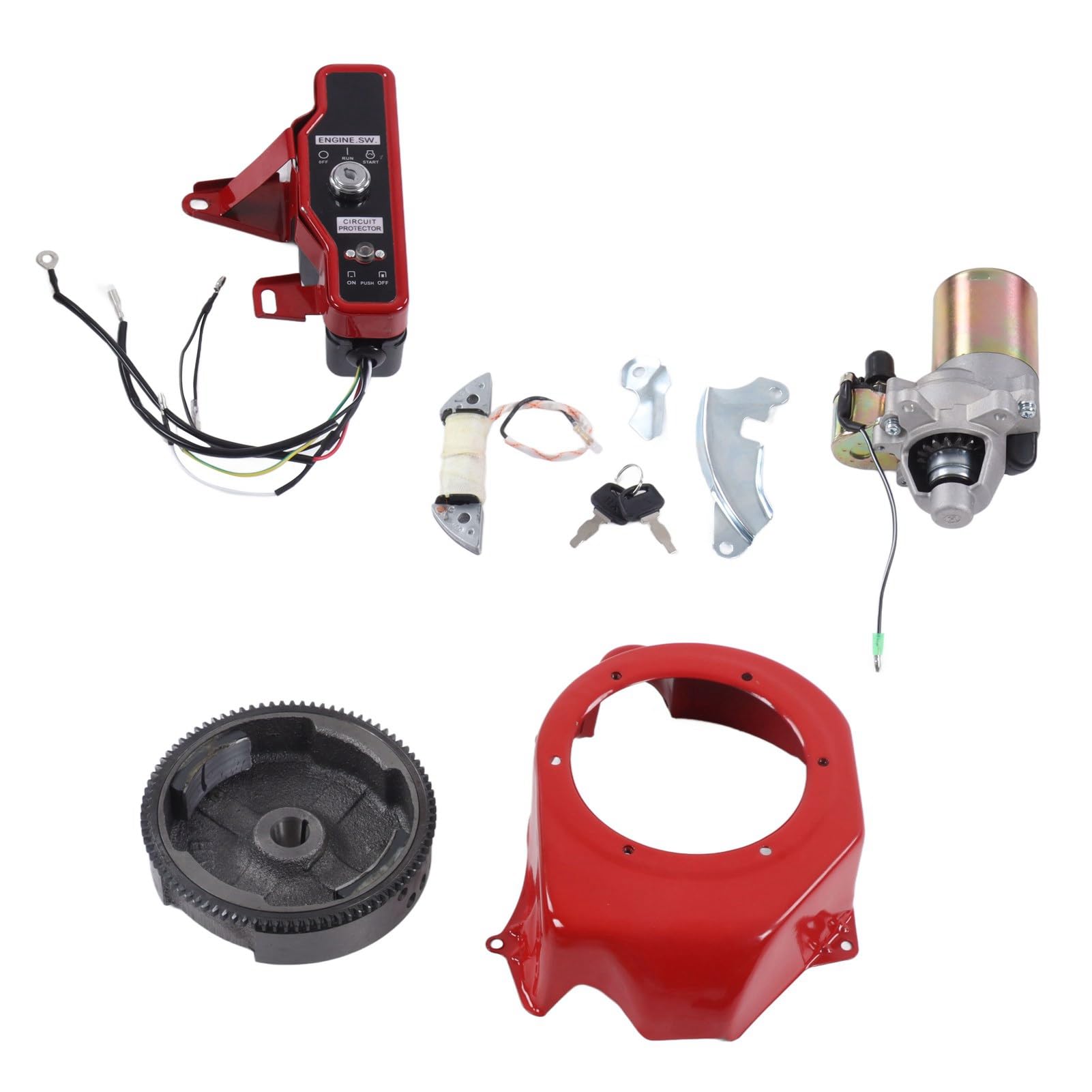 Akozon Volant d'inertie électrique, Grand Couvercle de Démarreur pour Kit de Générateur d' 168F 170F électrique GX160 2KW 3KW Comprend Volant d'inertie