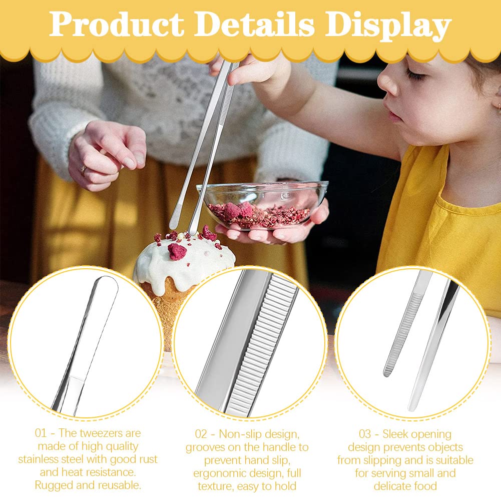 Pinze Cucina 30 cm/11,8 Pollice Lunga Pinza Multiuso Pinza Spaghetti In Acciaio Inossidabile con Punte Dentellate,per Attrezzi da Cucina