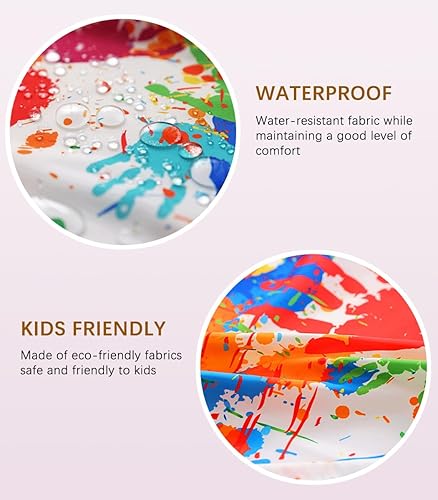 Miniatura 5 de Bata de arte para niños, delantal de pintura para niños, bata de artista con bolsillo y mangas largas, sección larga, impermeable