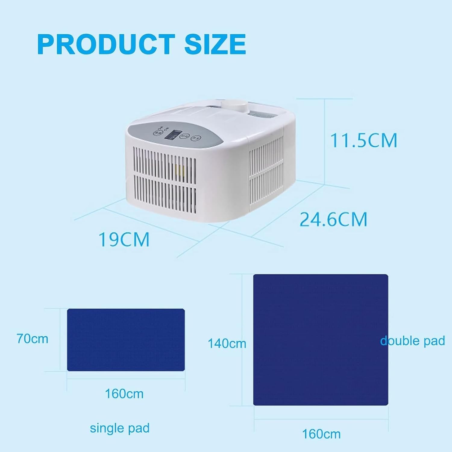 Electric Water-Cooled Mattress, Semiconductor Refrigerated Bed Cooling System to Keep Sleepers Cool, Sleeping Ice Pads and Bed Mat in Summer, Cool Down 3-8℃, 1-9 Hour Timer, 70W,160×70cm