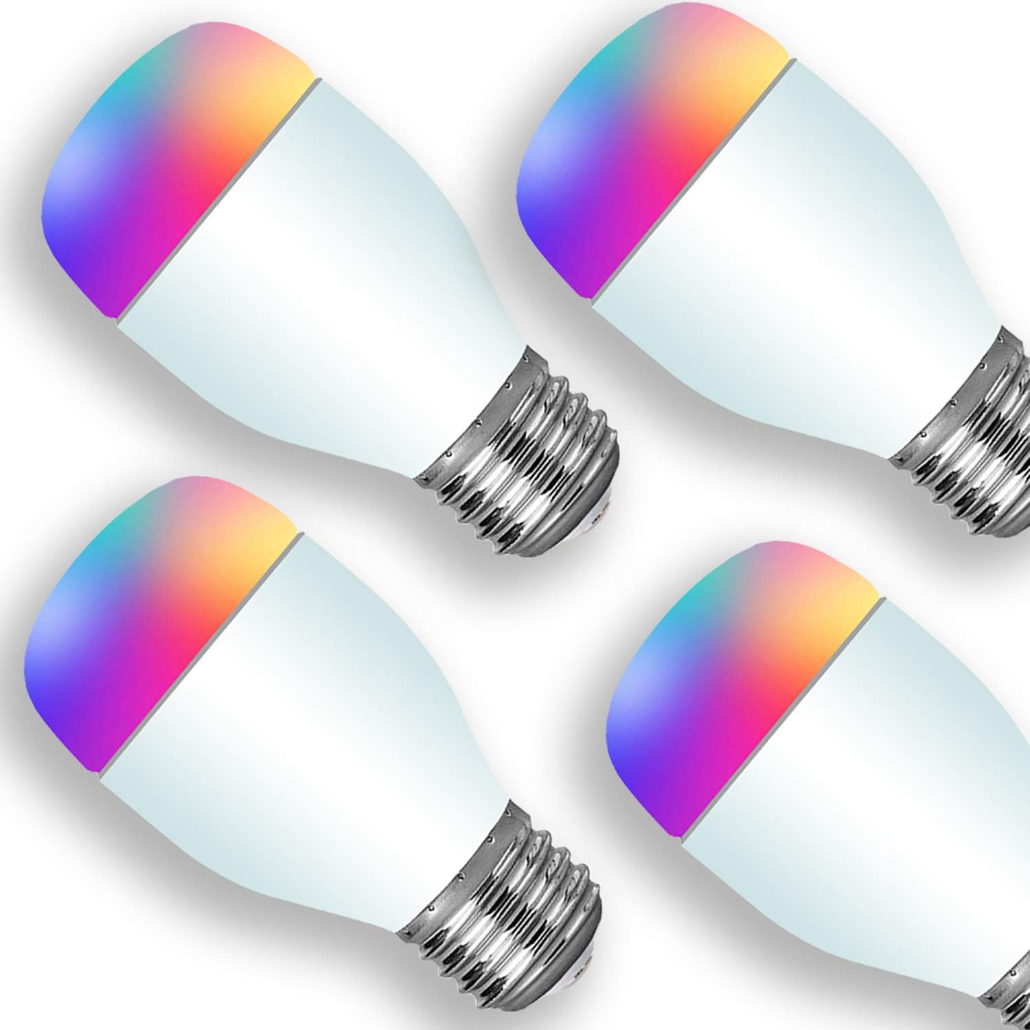 Smart Alexa WiFi LED Light Bulb, Smart RGB Light Bulbs Color Changing Dimmable Bulb Cool&Warm Multicolor Bulbs Work with Alexa and Google Home, 6W No Hub Required(Remote&Voice Control)4 Pack