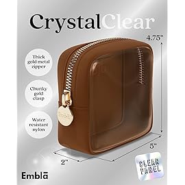 Embla Clear Cosmetic Bag Makeup Case, Clear Zipper Make Up Pouch and Toiletry Travel Tote, Cute Skincare Pouches for Women Girls, Preppy Purse Cosmetic Organizer, Mini Makeup Bags, Chocolate