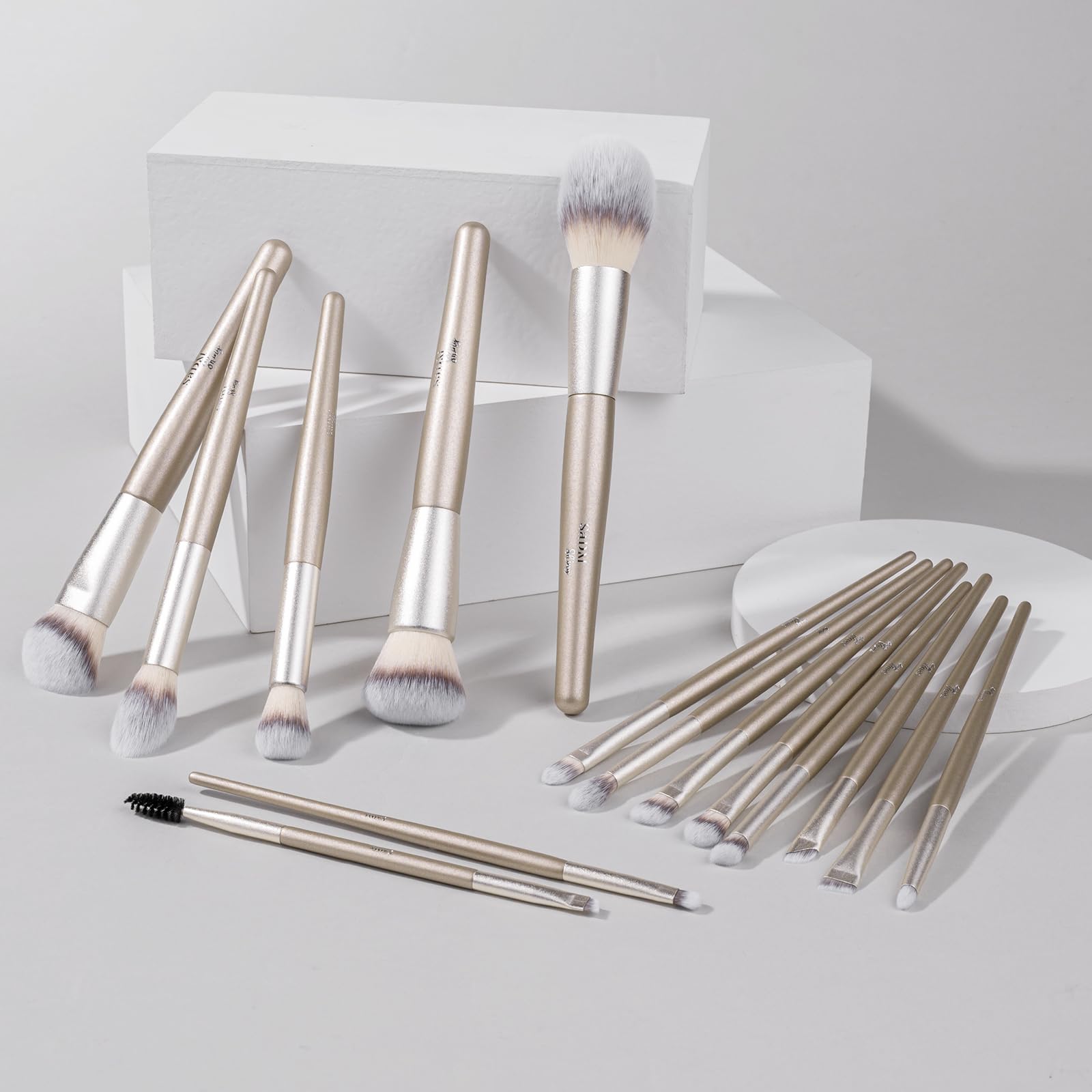 15-teiliges Make-up-Pinsel-Set, vegane Grundierung, Concealer, Rouge, Lidschatten, Eyeliner, Puder, Highlighter, Verblenden, Gesichtspinsel-Set
