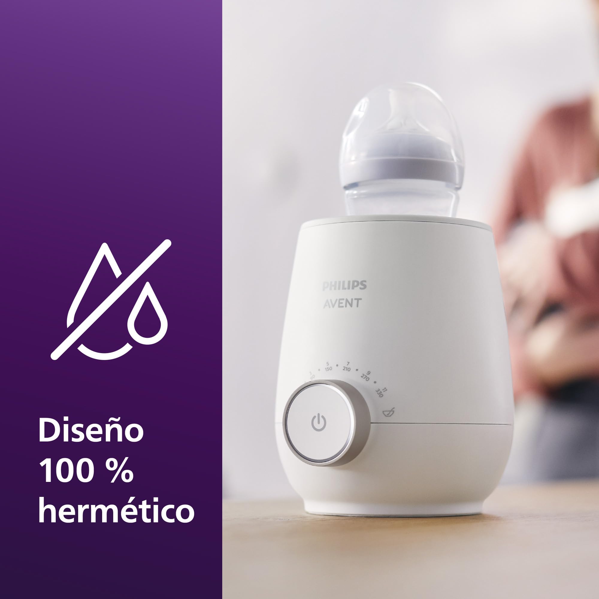 Philips Avent Pack regalo calientabiberones - Calientabiberones Premium y biberón Natural Response, control de temperatura, calienta uniformemente, apagado automático, descongelación suave, SCF358/10