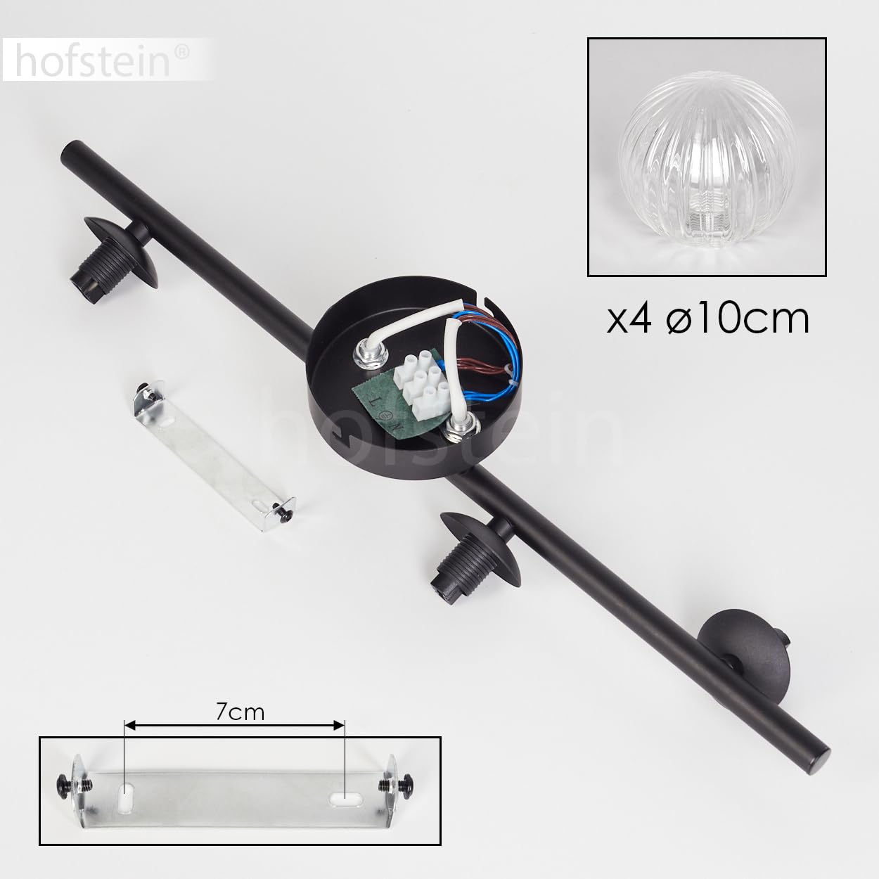 HOFSTEIN Plafoniera Chehalis 5 Luci – Lampada Da Soffitto In Metallo Nero E Vetro Fumé – Design Retrò Moderno – Attacchi G9 – Diametro 12 Cm