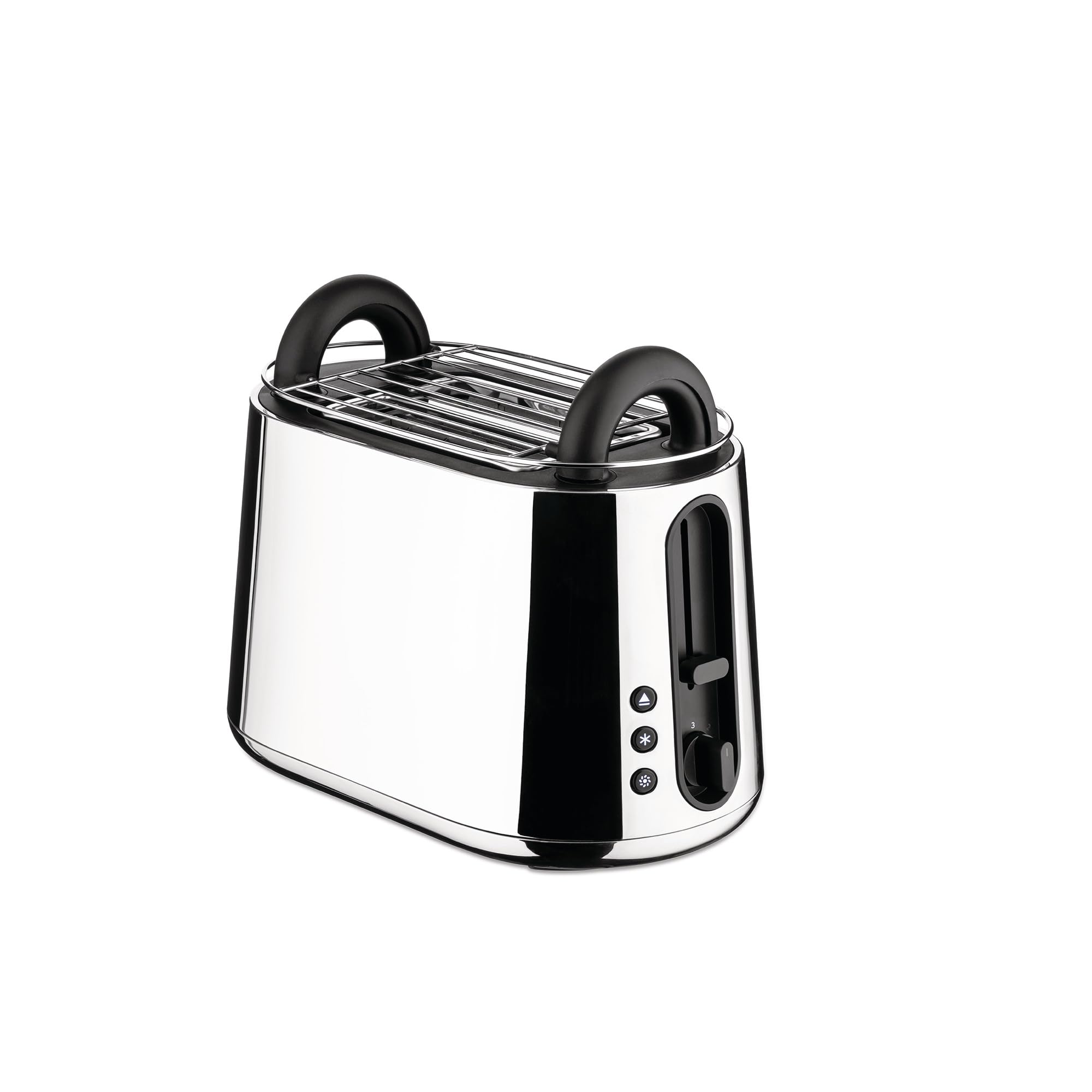 Alessi Toru NE03 B - Tostapane Elettrico di Design, in Acciaio Inossidabile 18/10 e Resina Termoplastica, Presa Europea, 925W, Nero