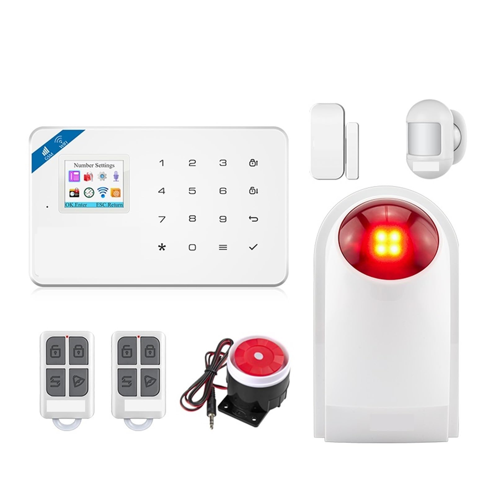 Zestaw alarmowy do domu Wsparcie Alarm GSM Tuya Inteligentny czujnik ruchu Detektor Czujnik drzwi 120db Syrena Do domu i garażu(KIT 1)