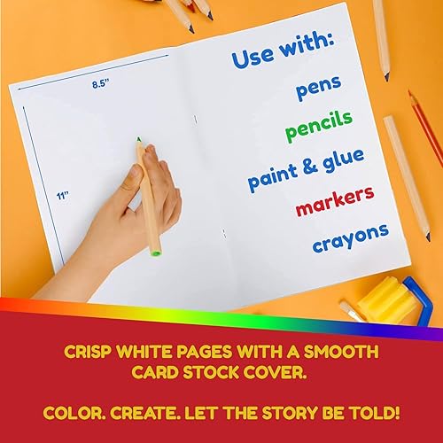 Miniatura 40 de Hygloss Libros en blanco de 8.5 x 11 pulgadas, paquete de 10 unidades, tapa blanda de papel kraft para dibujar y escribir, libros vacíos