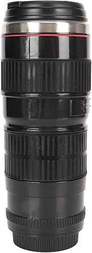 Miniatura 3 de Taza de café con lente de cámara, compacta, de acero inoxidable, apta para congelador, a prueba de fugas, para el hogar (negro)