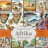  Motivpapier: die Schönheit Afrikas - Scrapbook-Papier-Kollektion: die faszinierende Welt Afrikas - Aquarell-Motive - Format von 21,59 x 21,59 cm - 20 ... einzigartige Designs, jedes zweimal enthalten