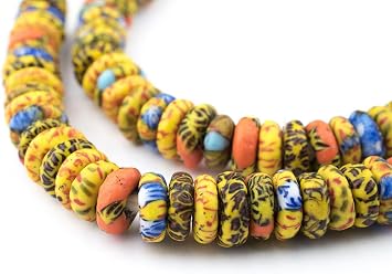 The Bead Chest Kumasi Medley Fused Rondelle Recycled Glass Beads 11mm