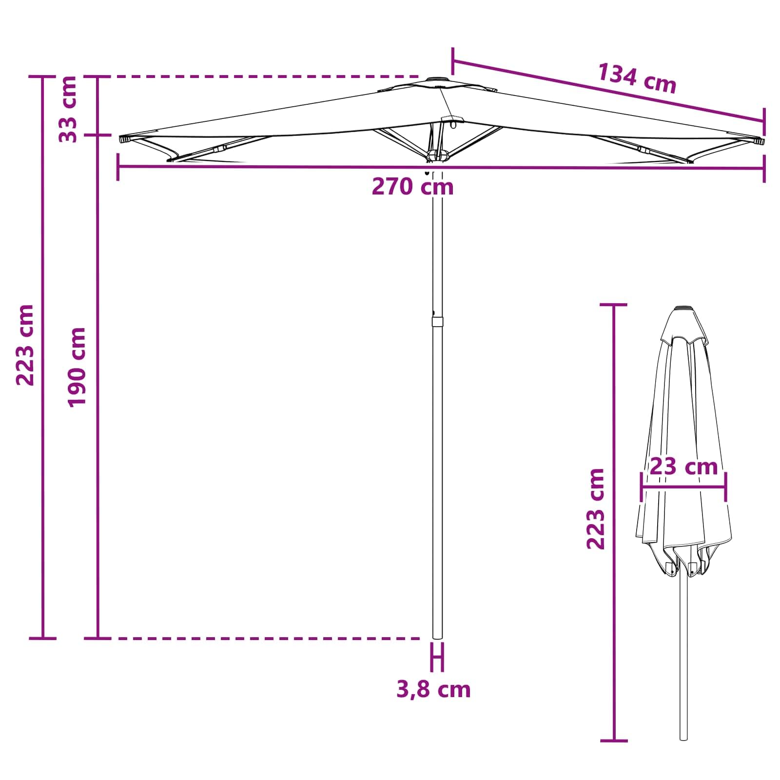 Ombrellone da giardino ad angolo retto, 300 x 300 cm, grande ombrellone da terrazza con apertura push up e apertura antivento, ombrellone per mercato da giardino e terrazza, blu e bianco