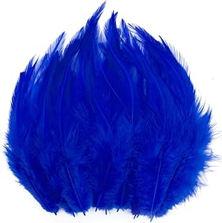 100 plumas de color azul real para manualidades, plumas de gallo de 5 a 7 pulgadas, plumas de cuello de faisán, suministros de atrapasueños, aretes, manualidades, decoración de fiestas
