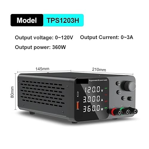 Vista 10 de Fuente de alimentación de 30V 10A CC Fuente de alimentación de banco de CC regulada de conmutación variable para carga rápida Pantalla LED