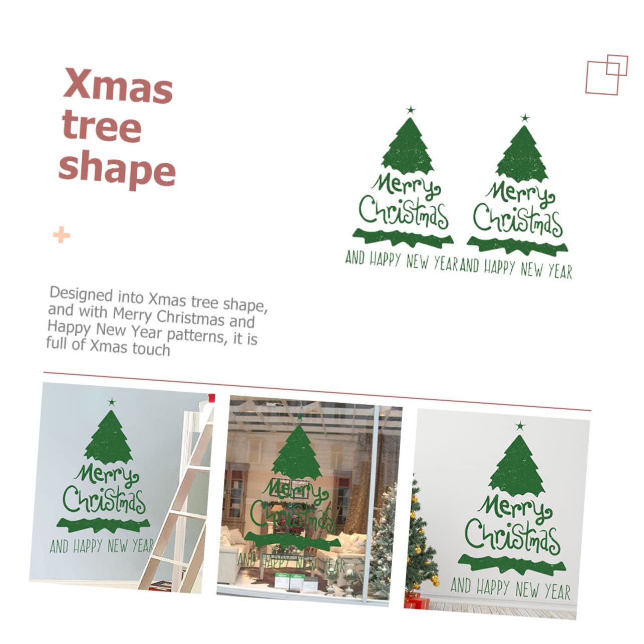Cabilock 4 Sätze Weihnachtsbaum Wandaufkleber Weihnachtsfeier Ornamente Weihnachtsbeleuchtung Weihnachtsfensteraufkleber Weihnachtsbaum Fensteraufkleber 2 Blatt * 4