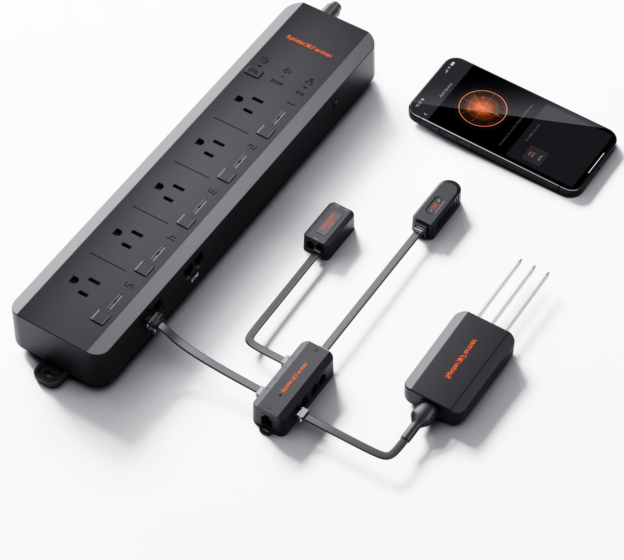 Ggs Ac5 Power Strip Kits, 5 Control Sockets Based On Intelligent Ac Application, 3 in 1 Soil Sensor, Temperature Humidity Light Sensor, For Inte Grow Tent