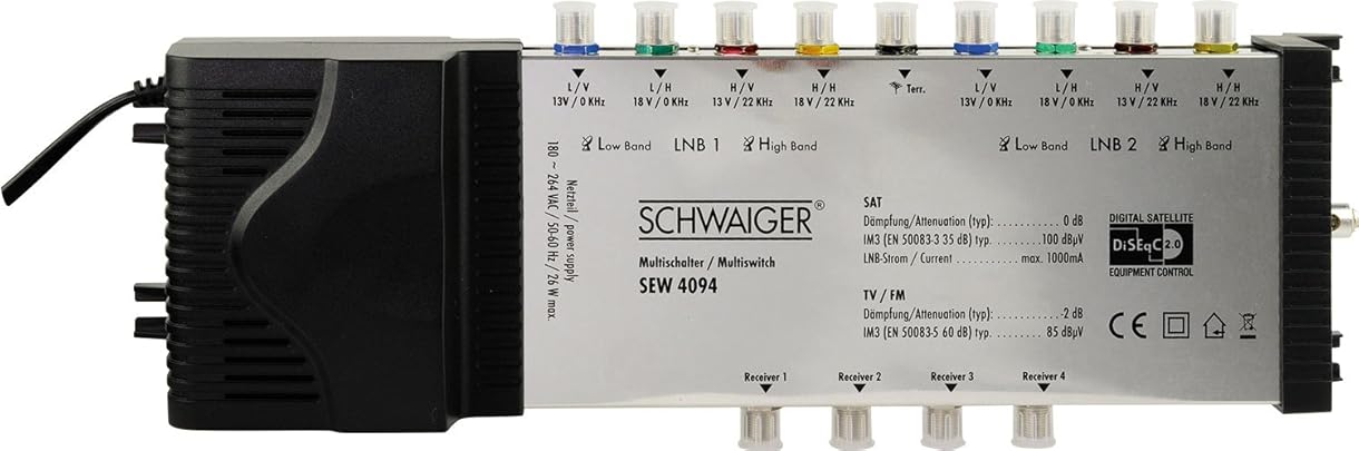 Schwaiger SEW4094531 9 4 Interruttore satellitare DiSEqC colore Argento Schwaiger SEW4094531 9 4 Interruttore satellitare DiSEqC colore Argento