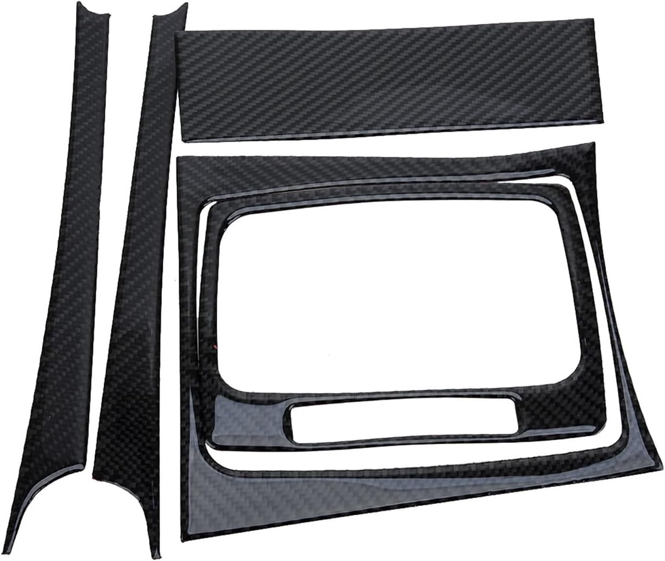 Black Car Central Console Gear Shift Panel Cover Trim Kit Fit for Mercedes-Benz C-Class W204 2007-2013 Carbon Fiber LHD