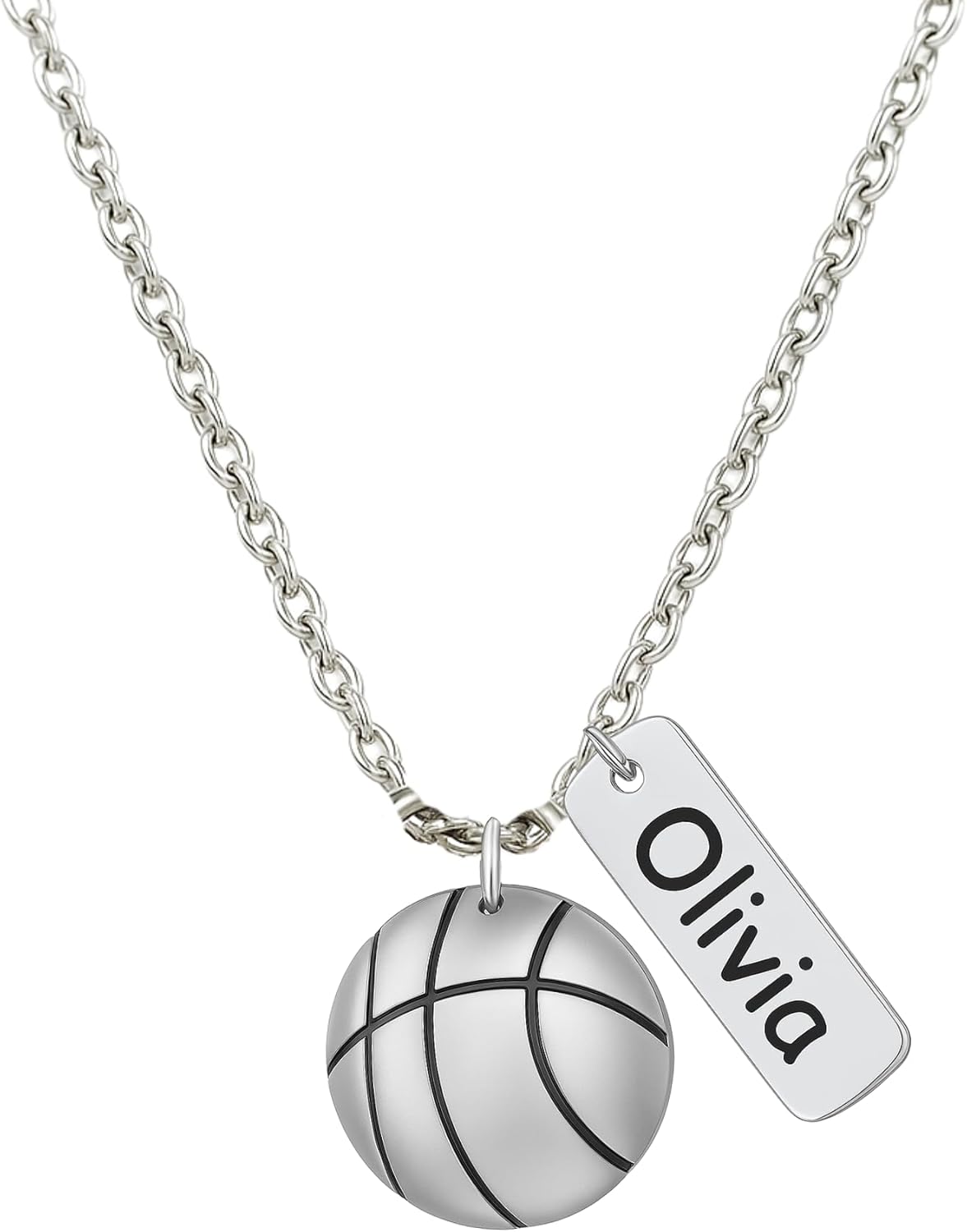 Sportybella Personalized Engraved Basketball Necklace – Custom Pendant Gift with Name Charm, Adjustable Chain Extender | Girls Basketball Jewelry for Players and Fans