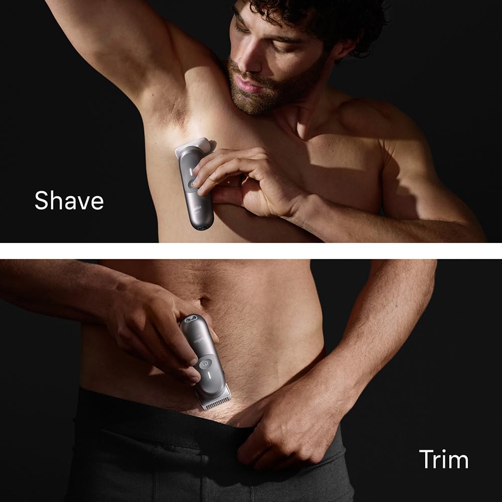 Braun BG7550 Series 7 Haarschneider für Herren, Körper, Brust, Achseln, Beine und Schamhaare mit Smartlight und SkinGuard, 8-in-1-Pflege-Set, wasserdicht mit 6 Clips, 100 Minuten Laufzeit