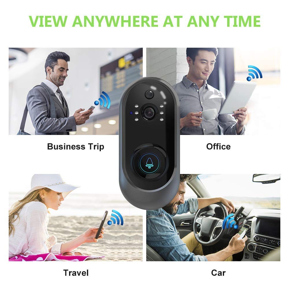 Videocitofono, Video Campanello Wi-Fi, Casa Allarme Smart, 1080P HD Audio Bidirezionale, Peephole Door Camera 166 Gradi grandangolare, Sensore di Movimento Adatto a Famiglie, Hotel