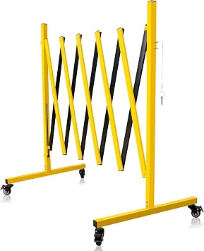 Metal Expandable Barricade, 11 Feet Retractable Fence Outdoor, Mobile Safety Barrier Gate, Easily Assembled Expanding Gate with Casters, Collapsible Accordion Barricade Gate Outdoor 11 FT