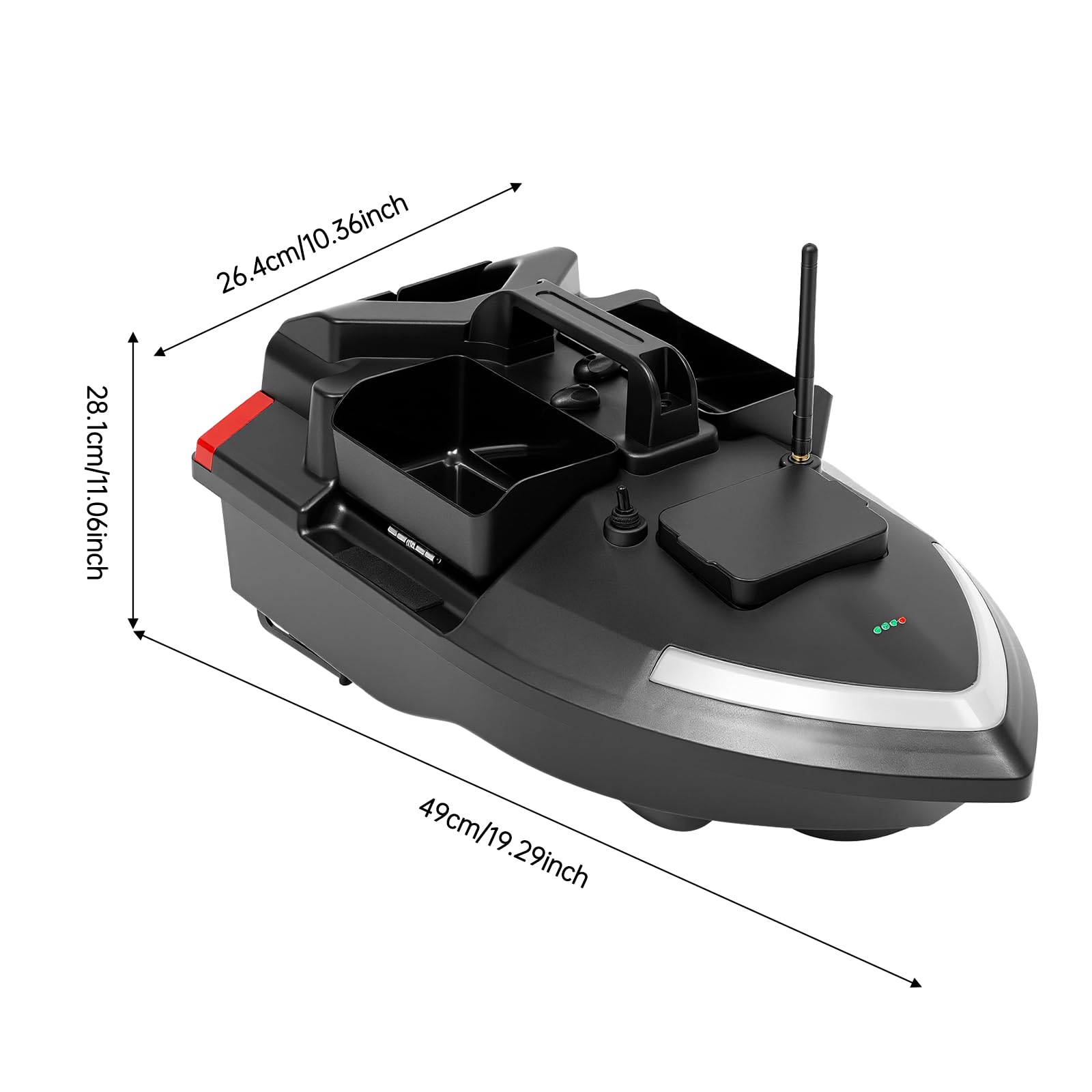 GPS Bateau à appâts 500M, bateau amorceur avec télécommande, bateau de pêche avec 3 boîtes à appâts, batterie 12000mAh, télécommande pour la pêche, bateau amorceur sans fil, pêche nocturne