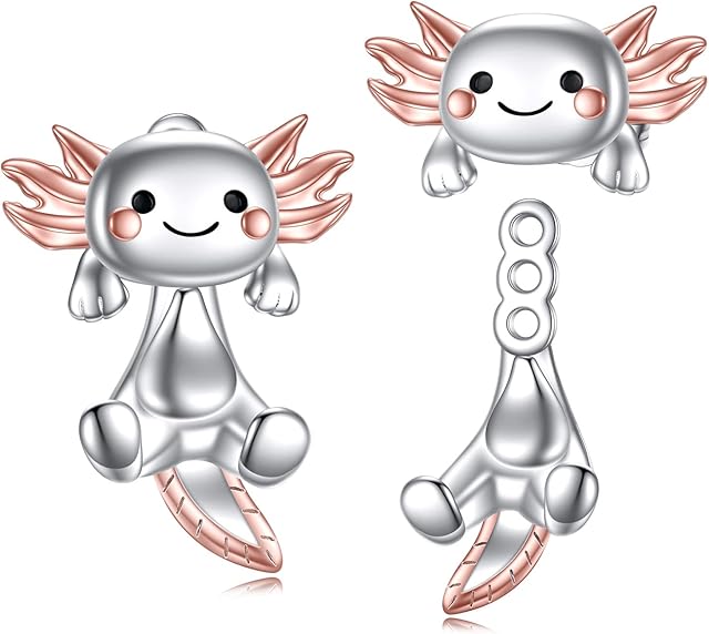 POPLYKE Cat Dog Frog Axolotl Stud Earrings for Women 925 Sterling Silver Pig Black Cat Frog Jewelry Hypoallergenic Fox French Bulldog Animal Gifts Birthday