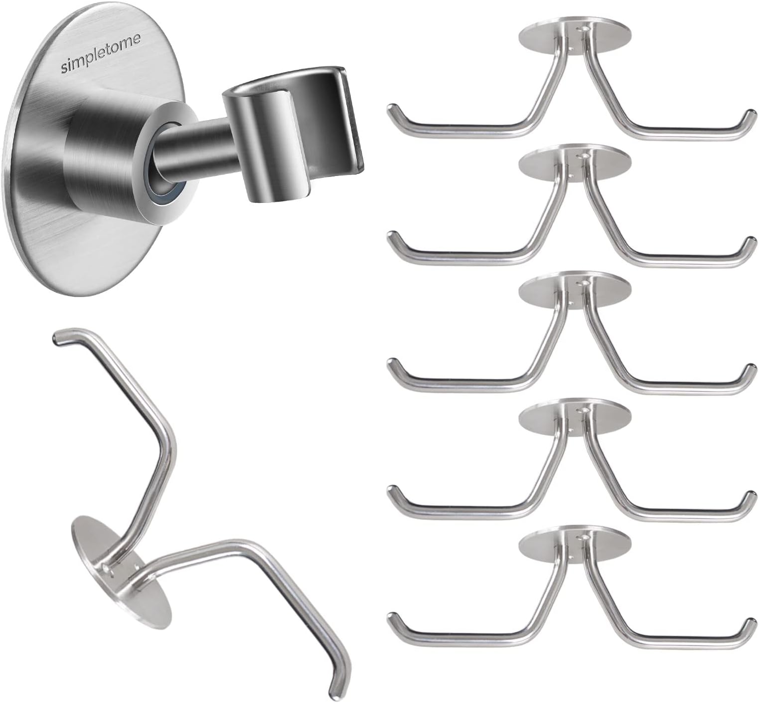simpletomeMug Hooks Under Cabinet 6PACK + Shower Head Holder Adhesive 1PACK