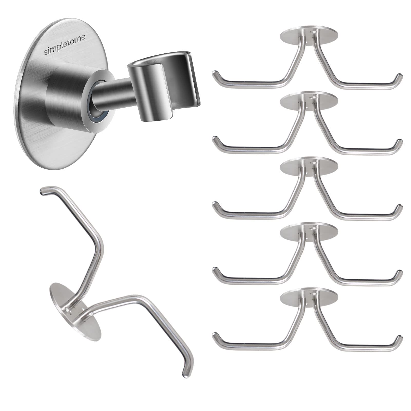 simpletomeMug Hooks Under Cabinet 6PACK + Shower Head Holder Adhesive 1PACK