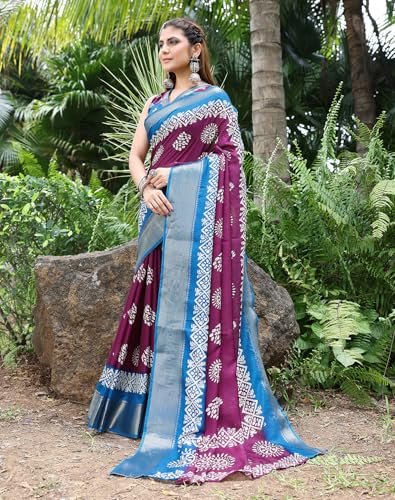Image of Yashika Women's Dola jacquard Saree| Lightweight Digital Graphic Printed Saree for Women with Unstitched Blouse Piece