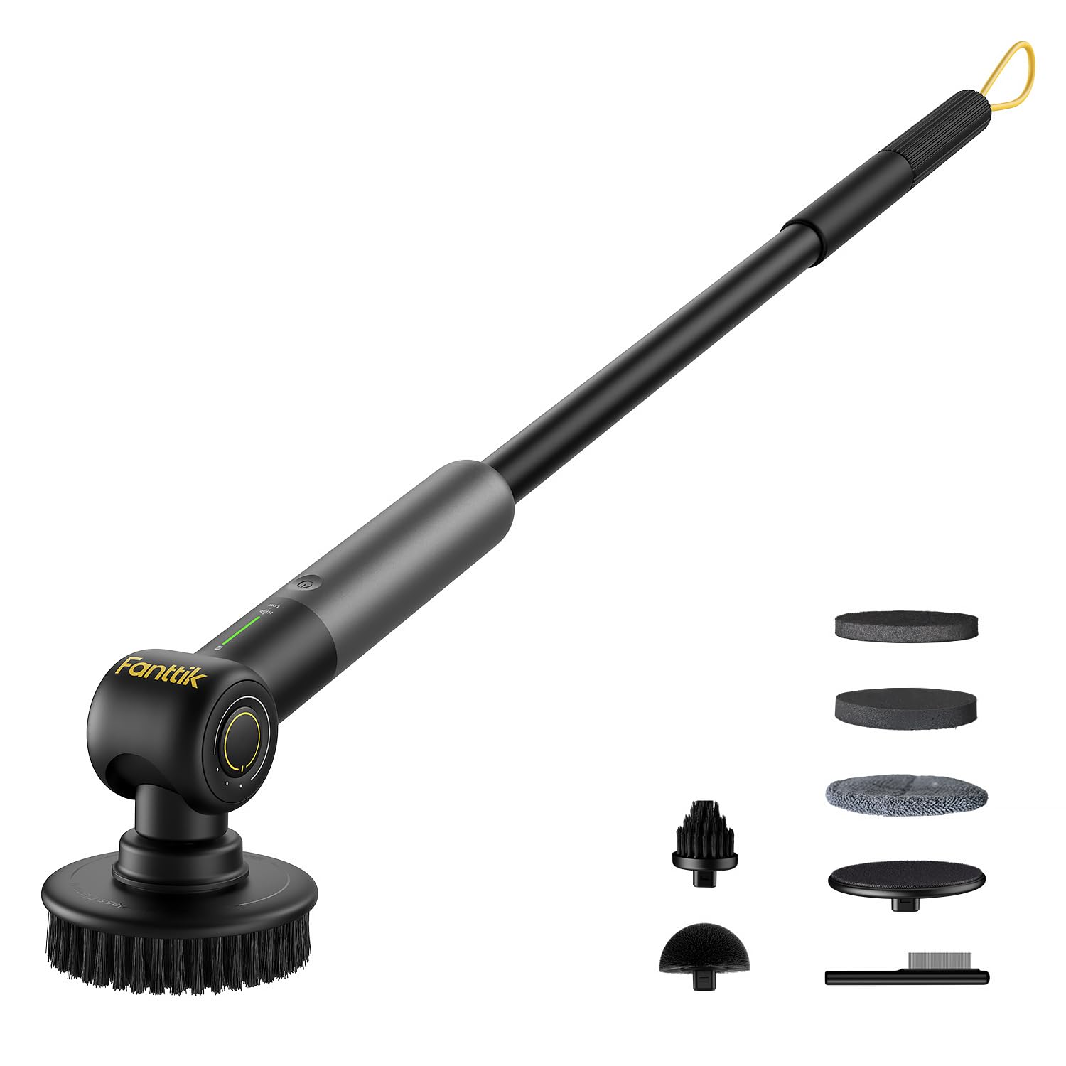 Fanttik Flip G9 Pro Elektrische Reinigungsbürste, VoltiPulse Motor,Flexibler Winkel & Ausziehbarer Griff, IPX7 Wasserdicht, Typ-C Ladung für Boden, Fliesen, Fugen (Schwarz)