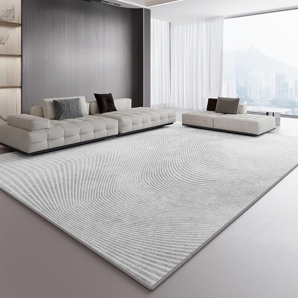 Tapis chambre à coucher 120 x 160 cm à rayures et couleur unie