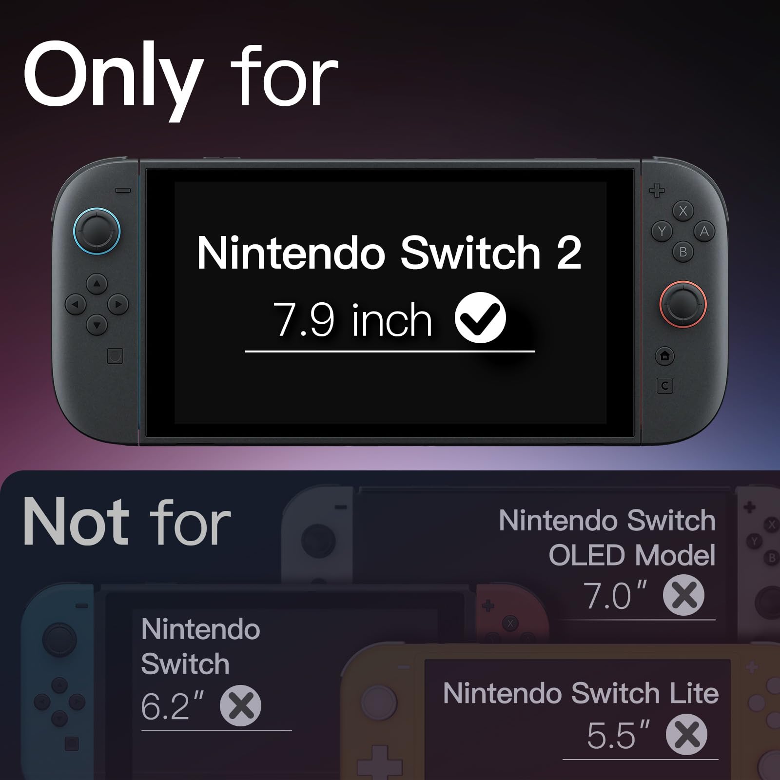 JETech Protector de Pantalla para Nintendo Switch 2 2025, Cristal Vidrio Templado 9H con Marco de Instalación Fácil, Anti-Arañazos, HD Clara, 2 Unidades