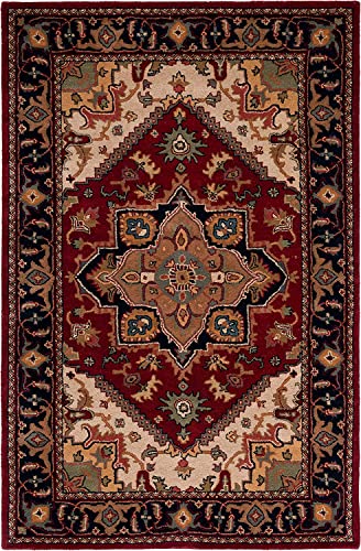 Image of Handmade Premium Qaulity Carpet Collection Classical Royal Desings Super Soft Woolen Carpets for Home Living Room Bedroom and Hall 4x6 Feet Color Red /Multi