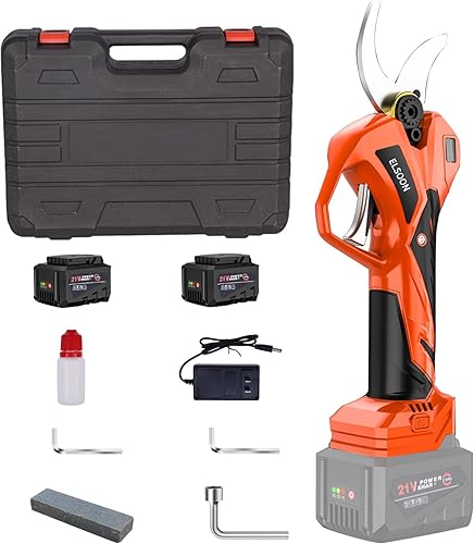 Tijeras de podar eléctricas de 1.96 pulgadas (1.969 in), tijeras de podar ELSOON de 21 V sin escobillas, tijeras de jardín inalámbricas portátiles